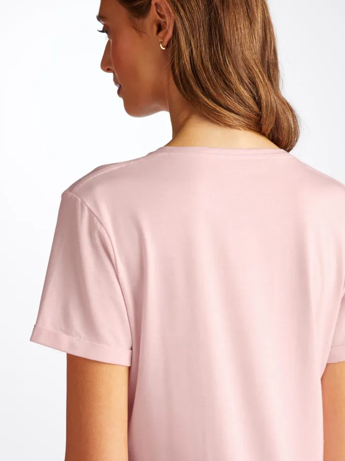 Women VNeck Sleep TShirt Lara Micro Modal Stretch Ballet Pink Derek Rose Sleep TShirts