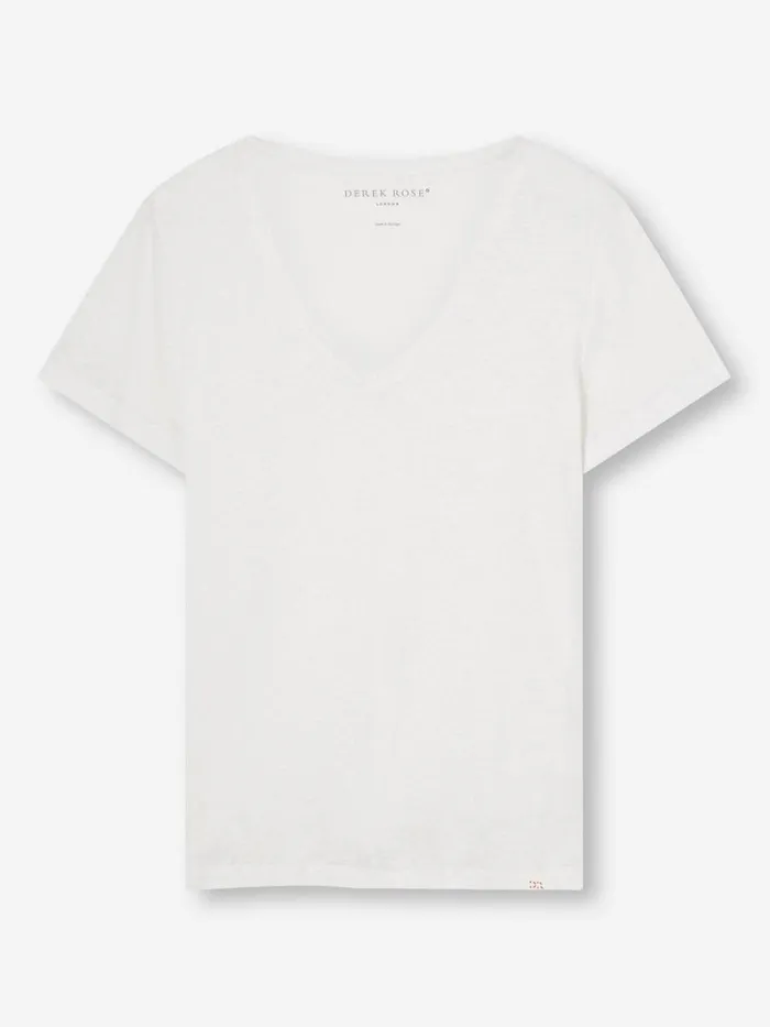 Women VNeck TShirt Jordan Linen White Derek Rose Short Sleeve TShirts