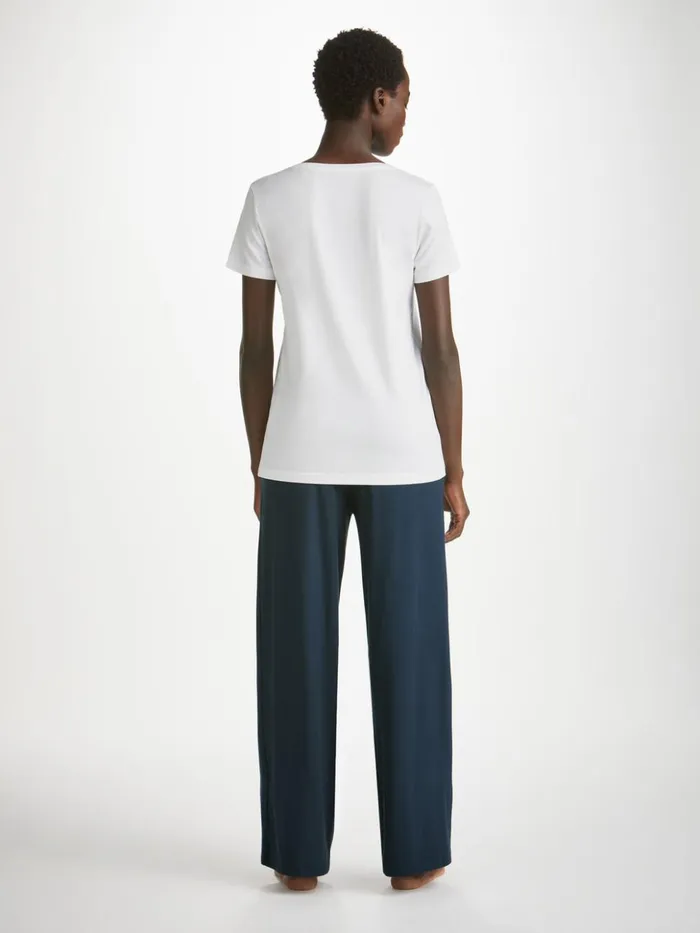 Women VNeck TShirt Lara Micro Modal Stretch White Derek Rose Short Sleeve TShirts