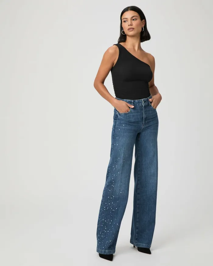 Women Wide Leg PAIGE Sasha Wide Leg Jean 8211 Laurena Embellished