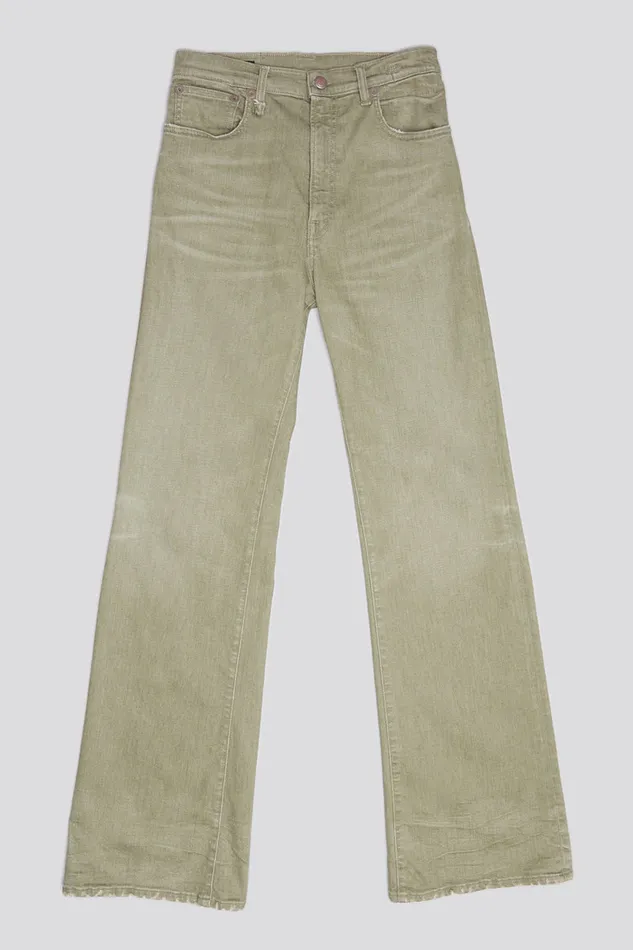 Women Wide Leg R13 Jane Jean 8211 Olive Green Stretch