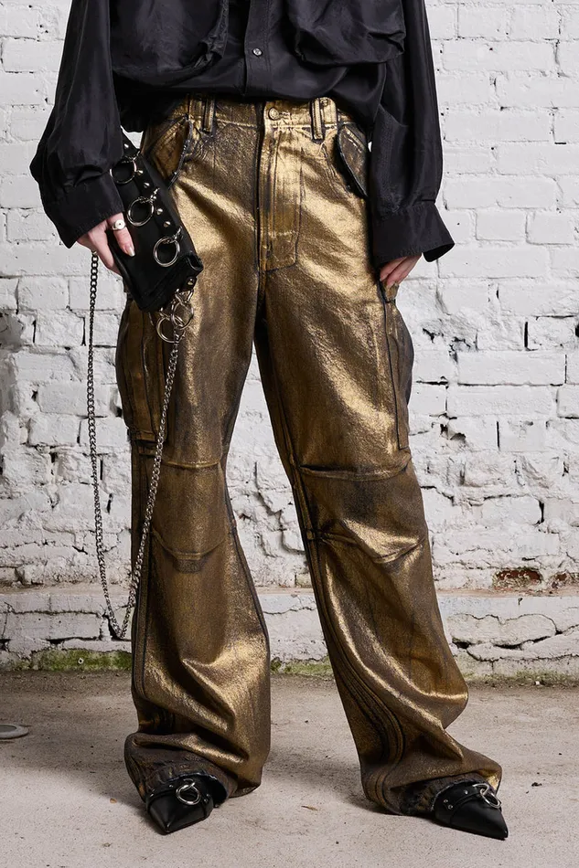Women Wide Leg R13 Wide Leg Cargo 8211 Vintage Gilded Black