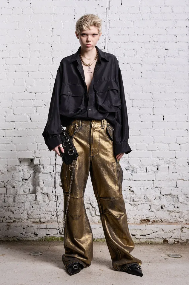 Women Wide Leg R13 Wide Leg Cargo 8211 Vintage Gilded Black