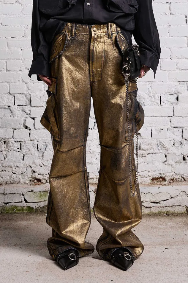 Women Wide Leg R13 Wide Leg Cargo 8211 Vintage Gilded Black
