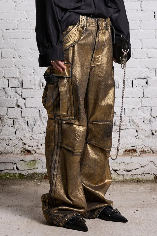 Women Wide Leg R13 Wide Leg Cargo 8211 Vintage Gilded Black
