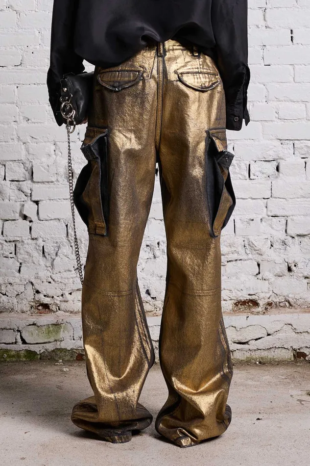 Women Wide Leg R13 Wide Leg Cargo 8211 Vintage Gilded Black