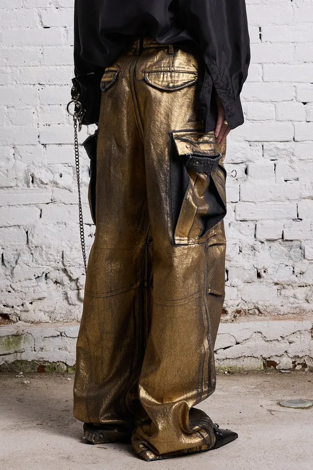 Women Wide Leg R13 Wide Leg Cargo 8211 Vintage Gilded Black