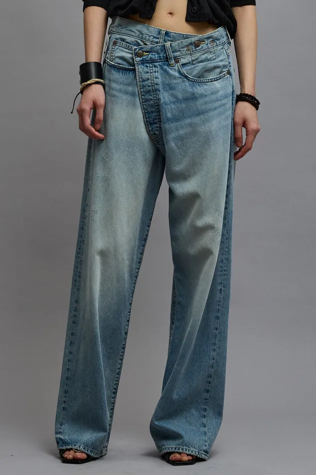 Women Wide Leg R13 Wide Leg Crossover 8211 Haven Blue