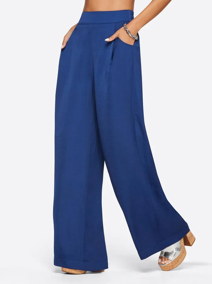 Women Winnie Wide Leg Pants In Medieval Blue Jessica Simpson Bottoms