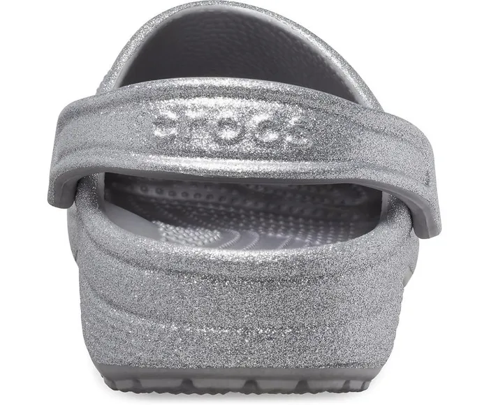 Womens Classic Glitter Clog Silver Crocs Clogs
