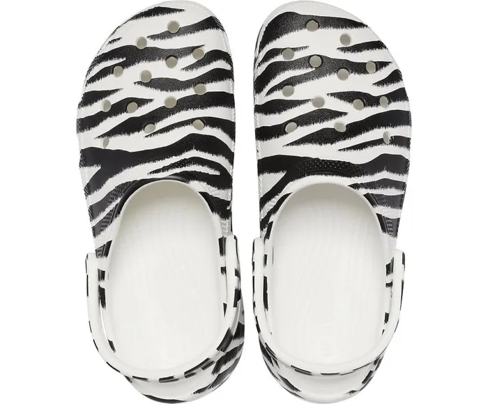 Womens Classic Platform Graphic Clog Zebra Print Crocs Clogs