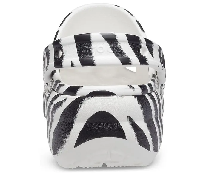 Womens Classic Platform Graphic Clog Zebra Print Crocs Clogs