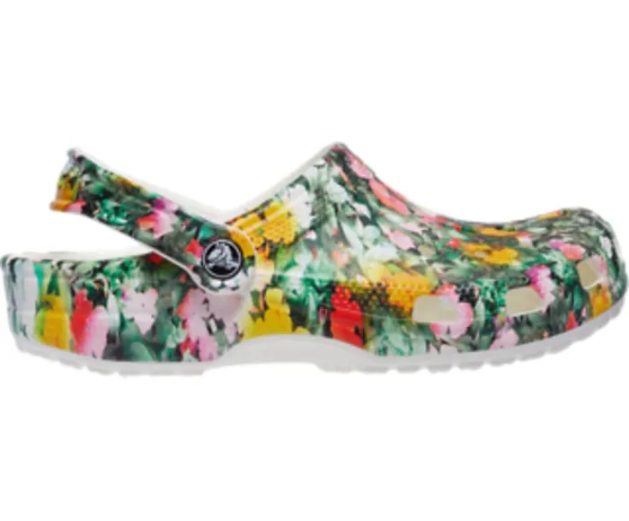 Womens Classic Printed Floral Clog White Multi Crocs Clogs