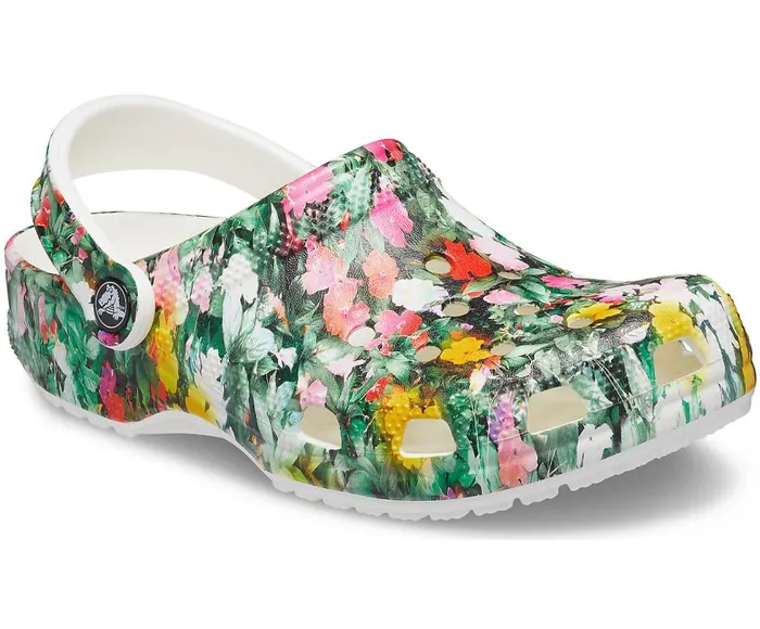 Womens Classic Printed Floral Clog White Multi Crocs Clogs
