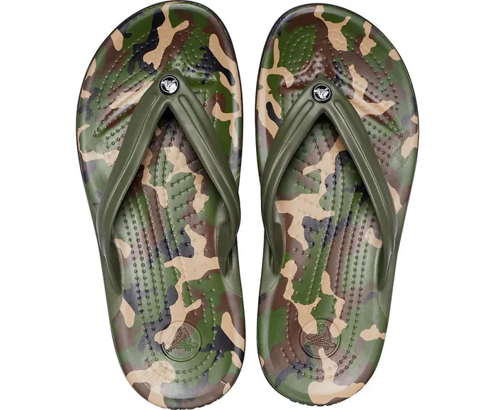 Womens Crocband Printed Flip Army Green Black Crocs FlipFlops
