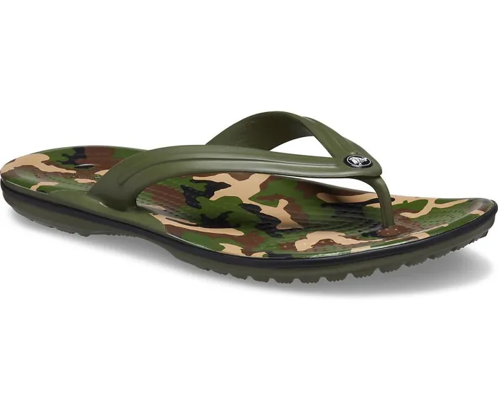 Womens Crocband Printed Flip Army Green Black Crocs FlipFlops