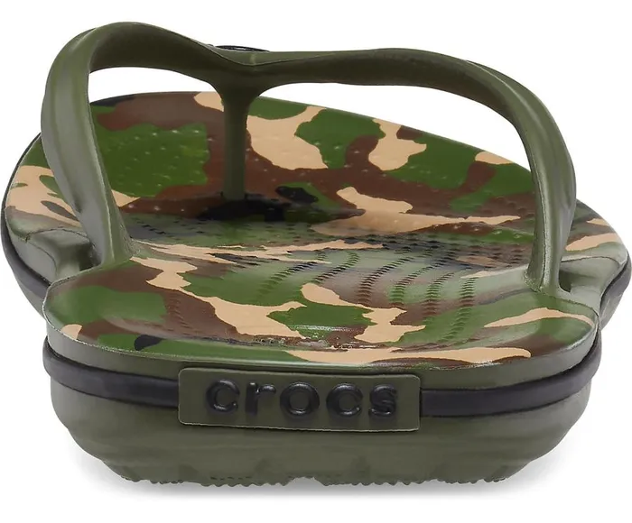 Womens Crocband Printed Flip Army Green Black Crocs FlipFlops
