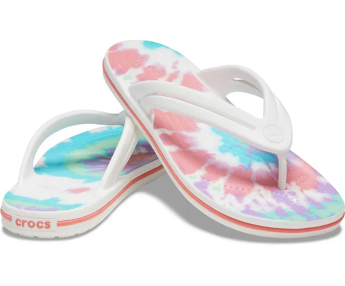 Womens Crocband TieDye Flip Fresco Multi Crocs FlipFlops