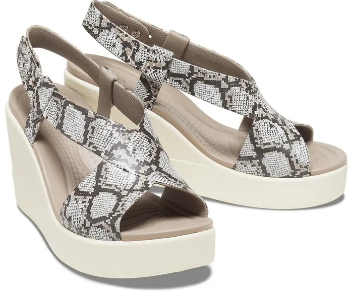 Womens Crocs Brooklyn High Wedge Multi Stucco Crocs Sandals
