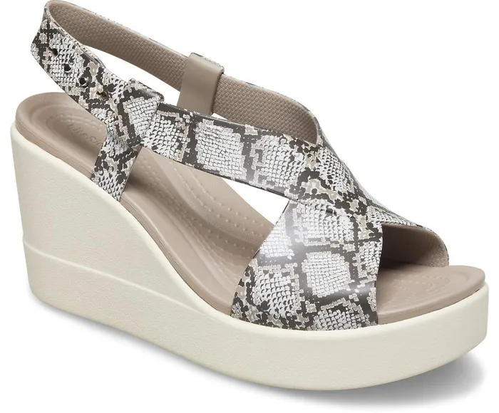 Womens Crocs Brooklyn High Wedge Multi Stucco Crocs Sandals