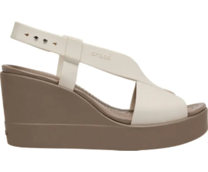 Womens Crocs Brooklyn High Wedge Stucco Mushroom Crocs Sandals