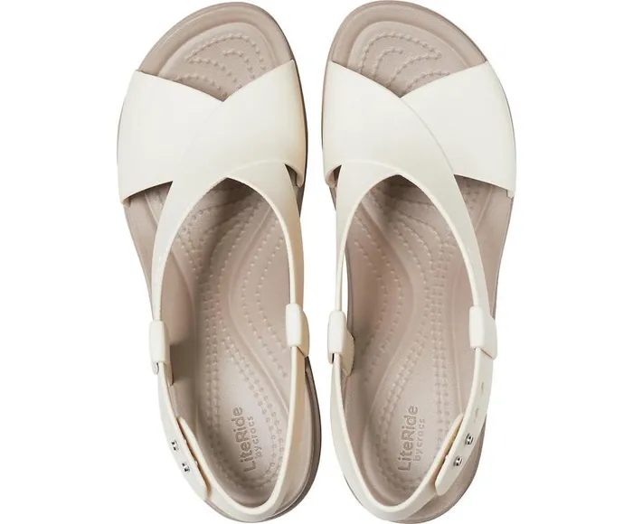 Womens Crocs Brooklyn High Wedge Stucco Mushroom Crocs Sandals