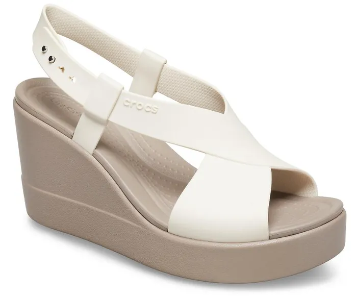 Womens Crocs Brooklyn High Wedge Stucco Mushroom Crocs Sandals