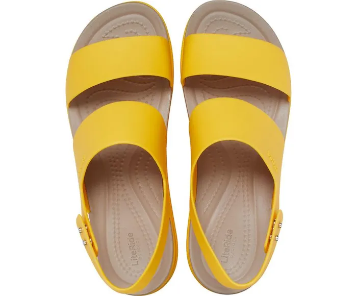 Womens Crocs Brooklyn Low Wedge Canary Canary Crocs Sandals