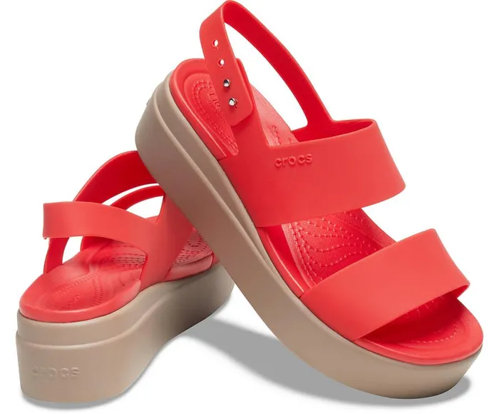 Womens Crocs Brooklyn Low Wedge Flame Mushroom Crocs Sandals