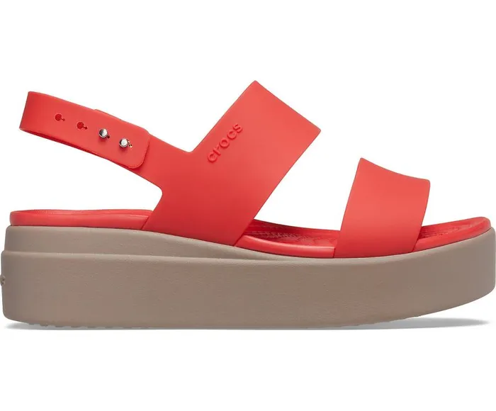 Womens Crocs Brooklyn Low Wedge Flame Mushroom Crocs Sandals