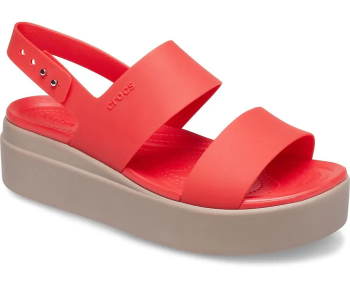 Womens Crocs Brooklyn Low Wedge Flame Mushroom Crocs Sandals