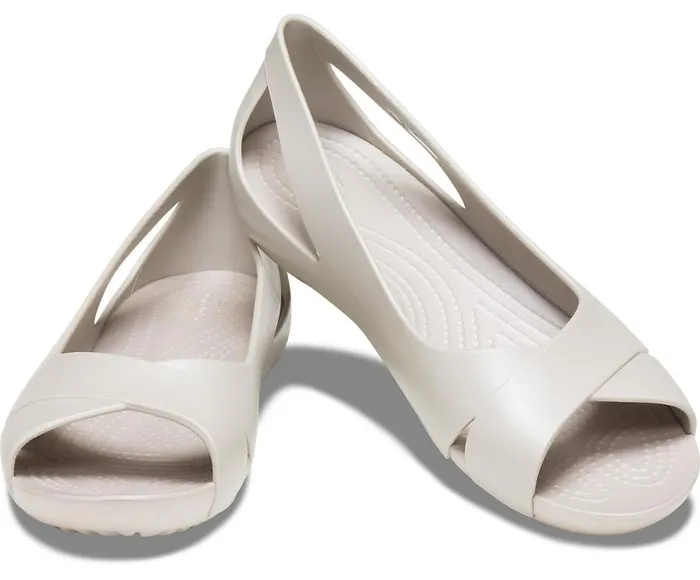 Womens Crocs Serena Flat Platinum Crocs Sandals
