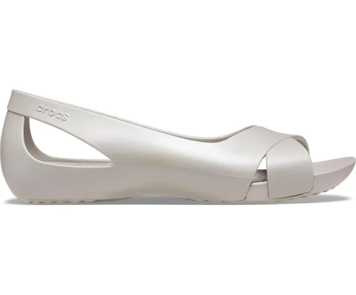 Womens Crocs Serena Flat Platinum Crocs Sandals