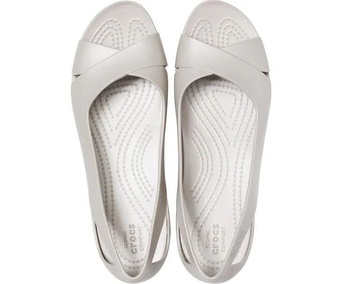 Womens Crocs Serena Flat Platinum Crocs Sandals