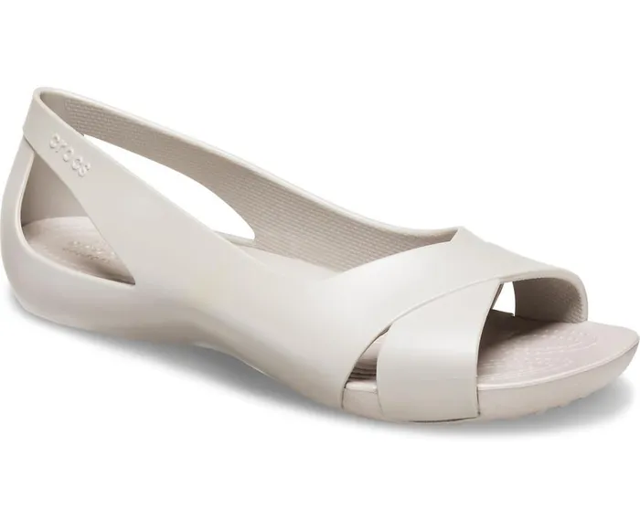 Womens Crocs Serena Flat Platinum Crocs Sandals