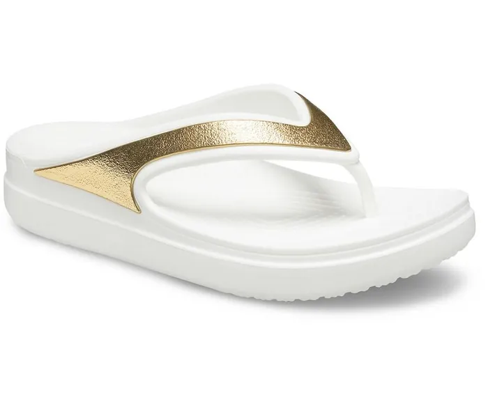 Womens Crocs Sloane Shine Wedge Flip White Crocs FlipFlops