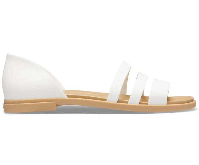 Womens Crocs Tulum Open Flat Oyster Tan Crocs Sandals