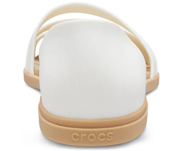 Womens Crocs Tulum Open Flat Oyster Tan Crocs Sandals