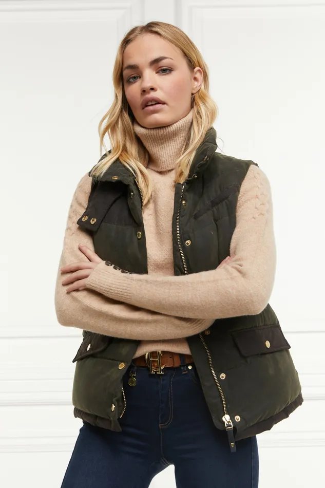 Womens Holland Cooper Aviator Padded Gilet Dark Olive Gilets Womens Holland Cooper Aviator Padded Gilet Dark Olive Gilets