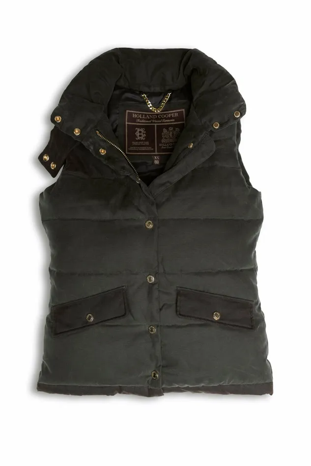 Womens Holland Cooper Aviator Padded Gilet Dark Olive Gilets Womens Holland Cooper Aviator Padded Gilet Dark Olive Gilets
