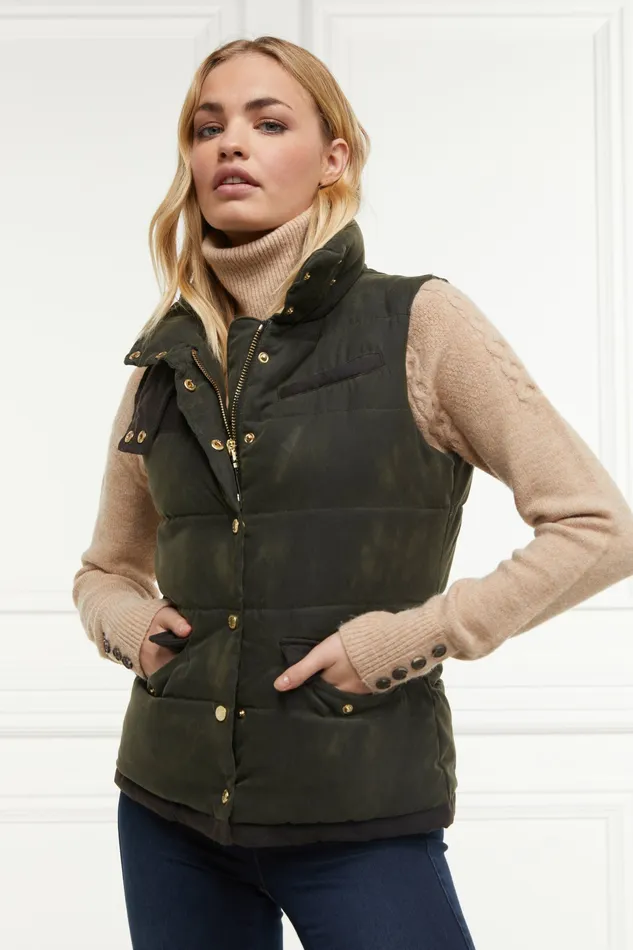 Womens Holland Cooper Aviator Padded Gilet Dark Olive Gilets Womens Holland Cooper Aviator Padded Gilet Dark Olive Gilets