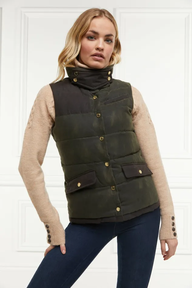 Womens Holland Cooper Aviator Padded Gilet Dark Olive Gilets Womens Holland Cooper Aviator Padded Gilet Dark Olive Gilets