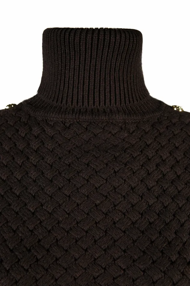 Womens Holland Cooper Basket Weave Jumper Chocolate Knitwear Womens Holland Cooper Basket Weave Jumper Chocolate Knitwear