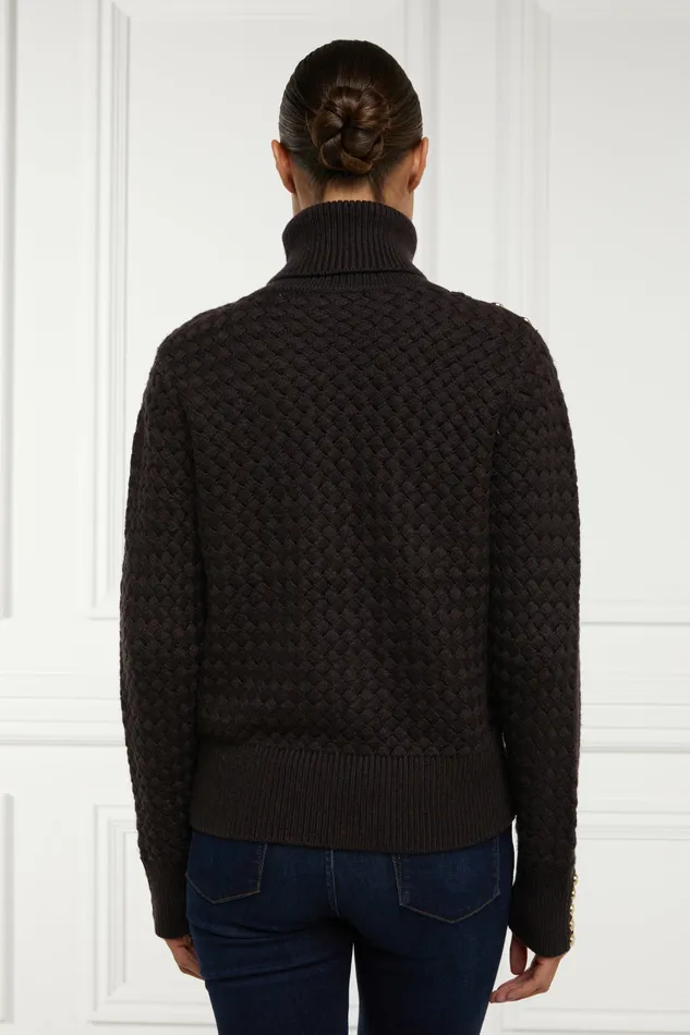Womens Holland Cooper Basket Weave Jumper Chocolate Knitwear Womens Holland Cooper Basket Weave Jumper Chocolate Knitwear