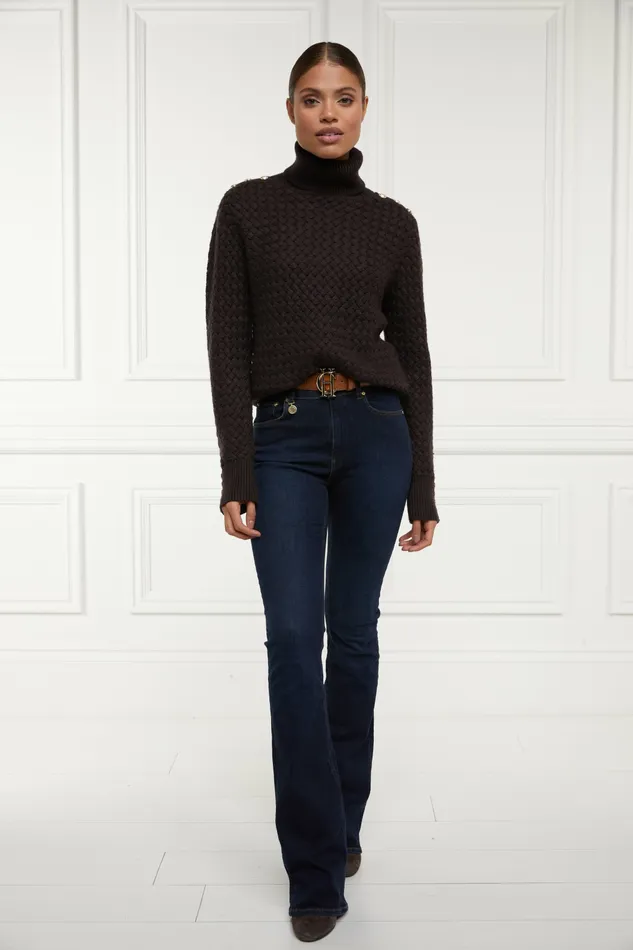 Womens Holland Cooper Basket Weave Jumper Chocolate Knitwear Womens Holland Cooper Basket Weave Jumper Chocolate Knitwear