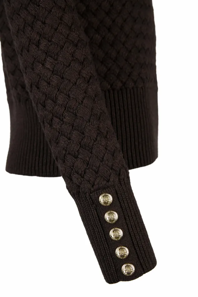 Womens Holland Cooper Basket Weave Jumper Chocolate Knitwear Womens Holland Cooper Basket Weave Jumper Chocolate Knitwear