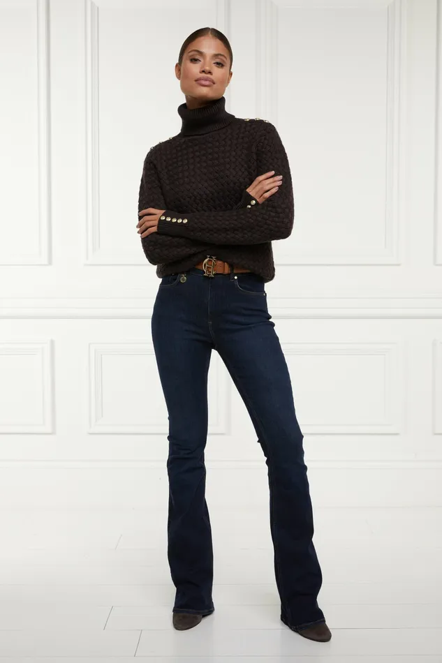 Womens Holland Cooper Basket Weave Jumper Chocolate Knitwear Womens Holland Cooper Basket Weave Jumper Chocolate Knitwear