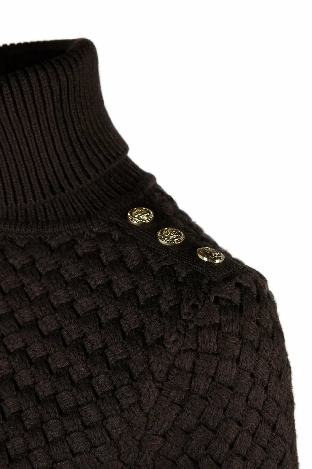 Womens Holland Cooper Basket Weave Jumper Chocolate Knitwear Womens Holland Cooper Basket Weave Jumper Chocolate Knitwear