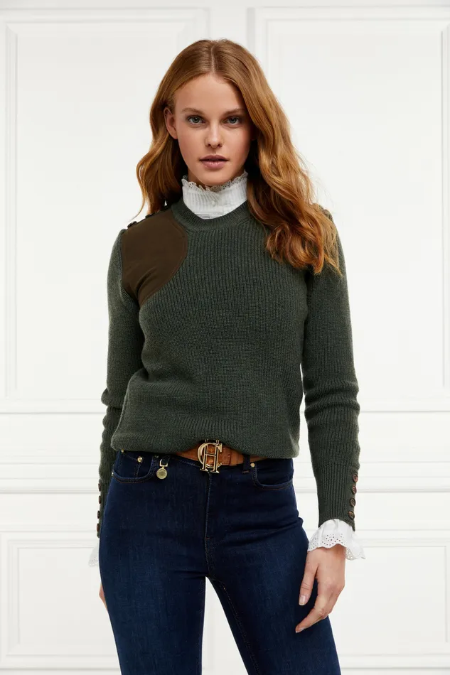Womens Holland Cooper Country Crew Neck Knit Forest Marl Knitwear Womens Holland Cooper Country Crew Neck Knit Forest Marl Knitwear