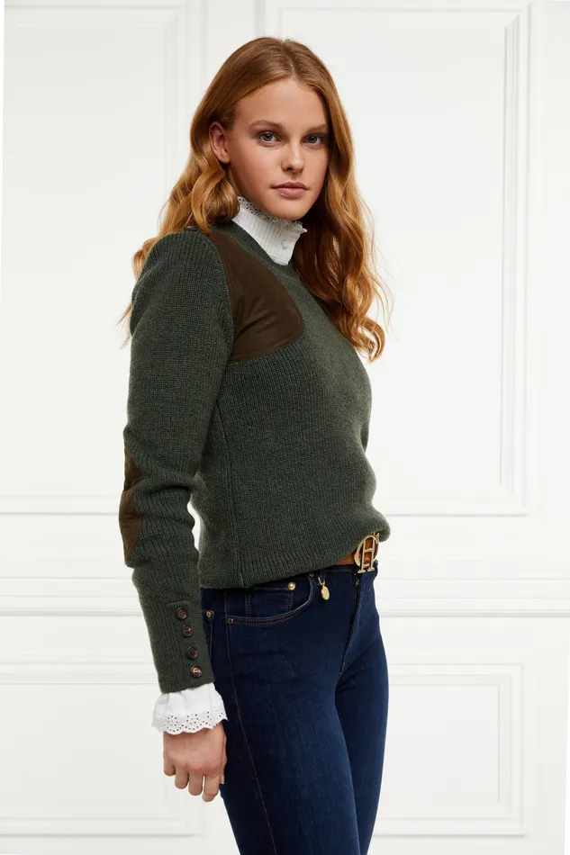 Womens Holland Cooper Country Crew Neck Knit Forest Marl Knitwear Womens Holland Cooper Country Crew Neck Knit Forest Marl Knitwear